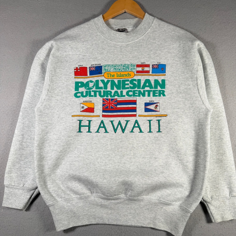 Fruit of the Loom Polynesian Cultural Center Hawaii Sweatshirt Gray Mens Medium